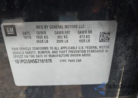 2016 Chevrolet Cruze Limited Ls Auto из США, поврежденный, VIN 1G1PC5SH5G7181676